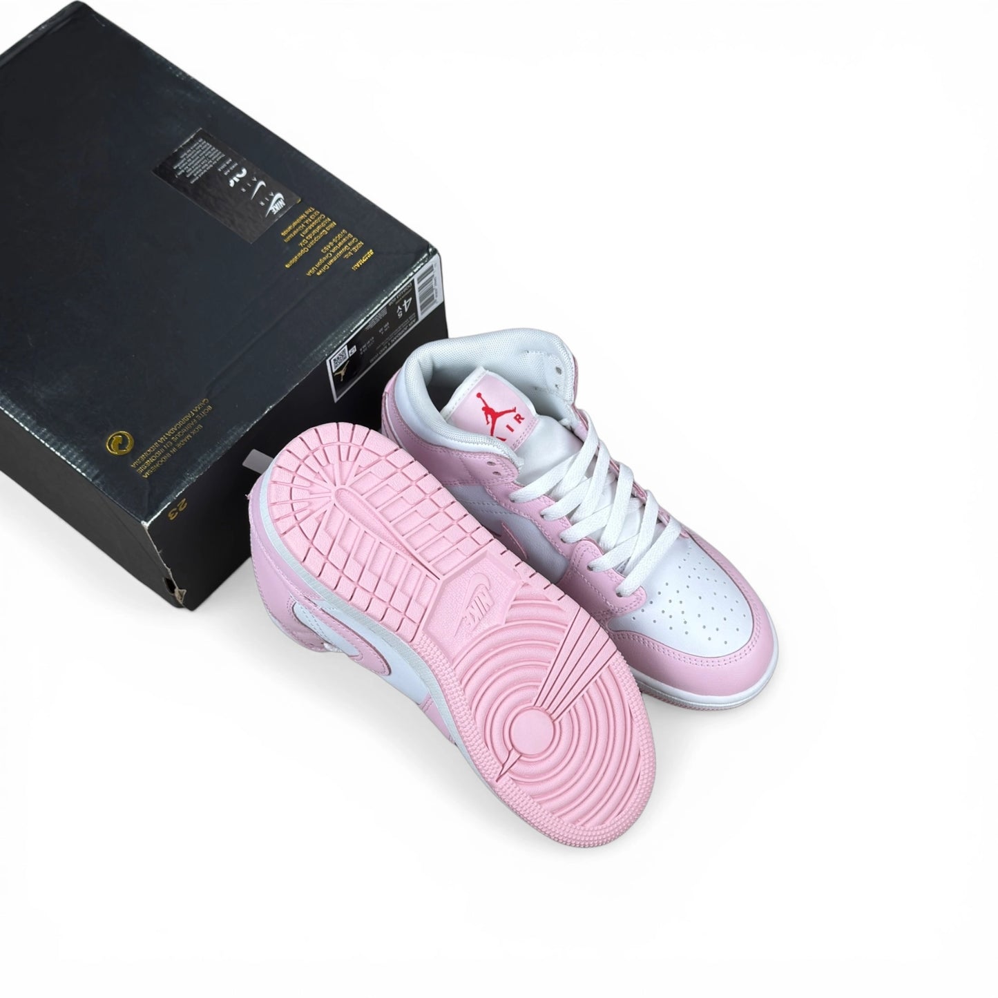 Jordan 1 Mid Pink Foam Fire Red (GS) DQ8423-608 – EU 36.5, brand new with cut box