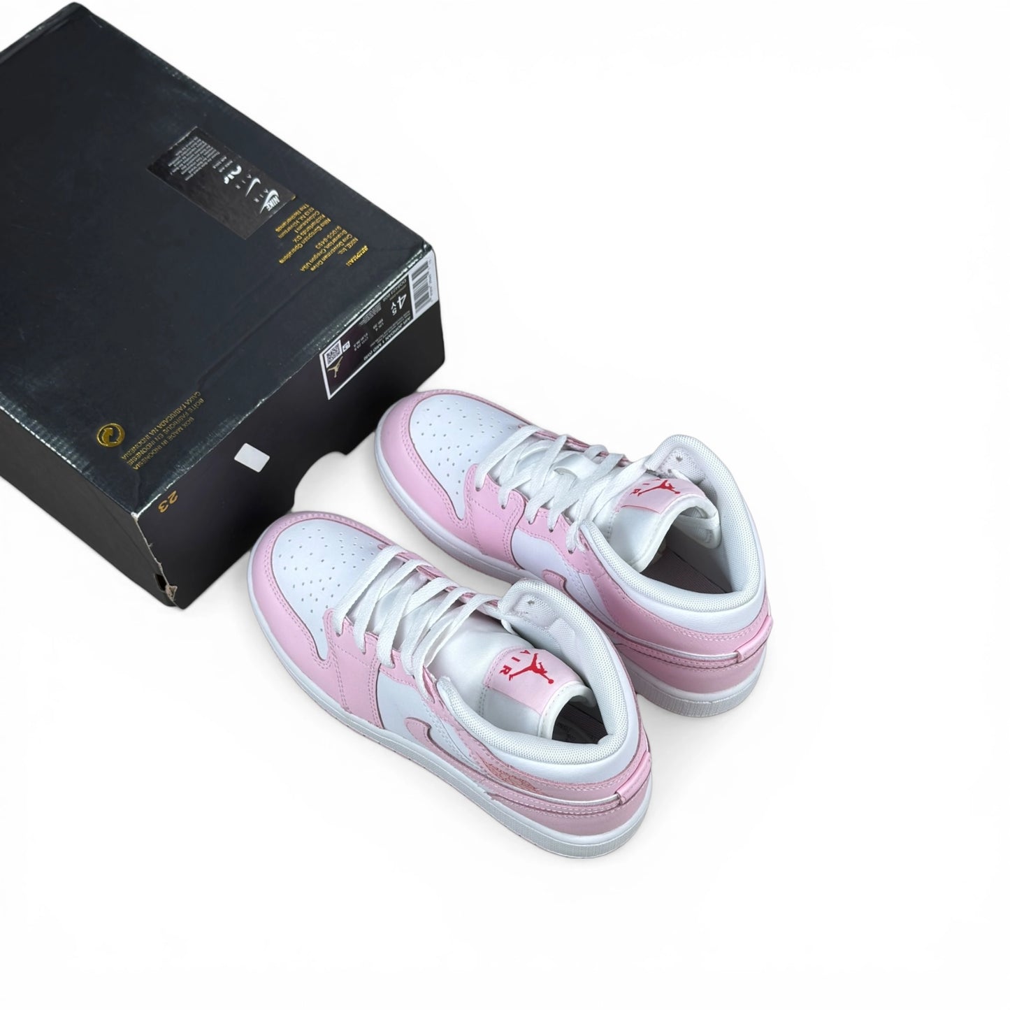 Jordan 1 Mid Pink Foam Fire Red (GS) DQ8423-608 – EU 36.5, brand new with cut box