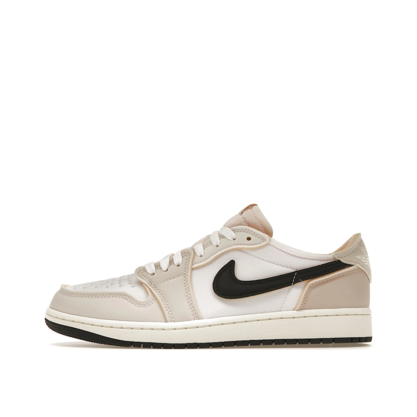 Jordan 1 Retro Low OG EX Coconut Milk sneakers, side view, model DV0982-100, in coconut milk color.