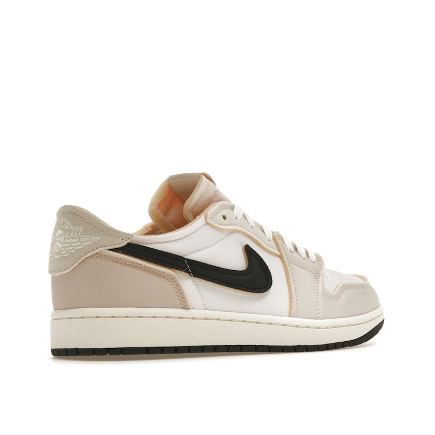 Jordan 1 Retro Low OG EX Coconut Milk sneakers, back view, model DV0982-100, in coconut milk color.