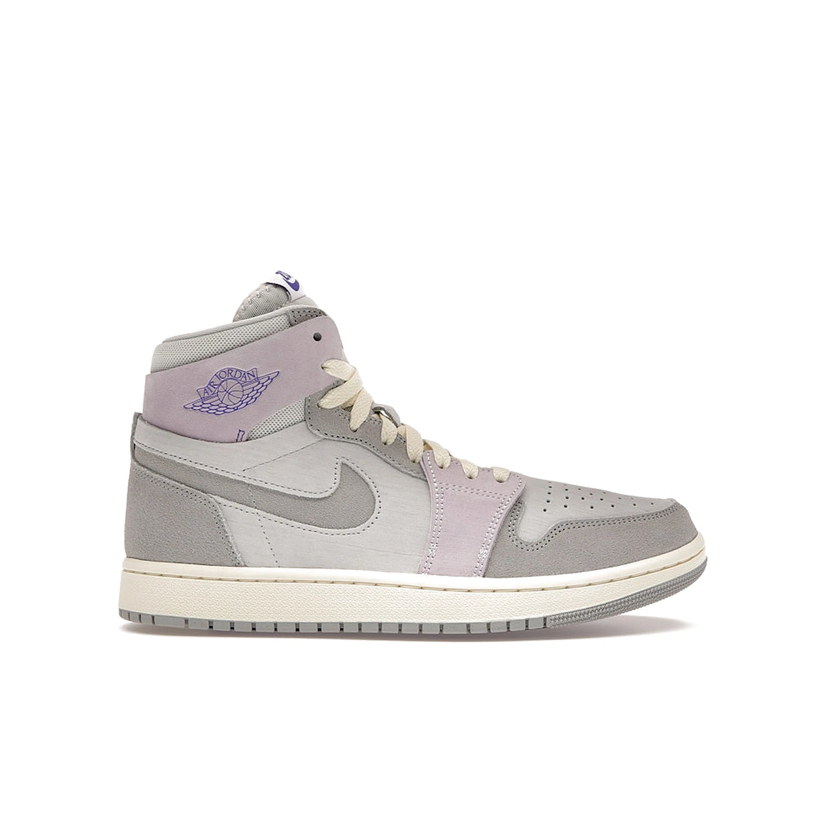 Jordan 1 High Zoom Air CMFT 2 women's leather shoes in Photon Dust, Barely Grape, Lapis, Light Smoke Grey