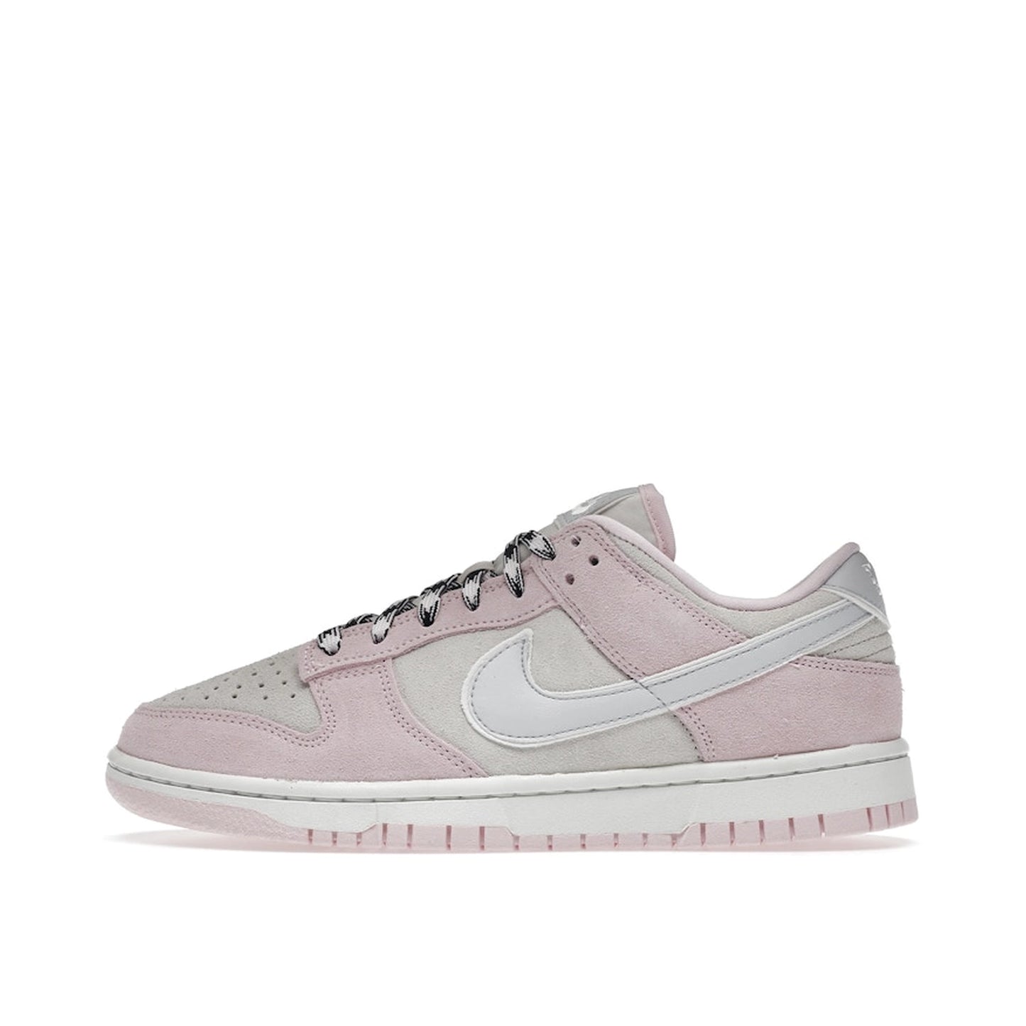 Nike Dunk Low LX Women's sneakers, side view, model DV3054-600 in pink foam with white details.