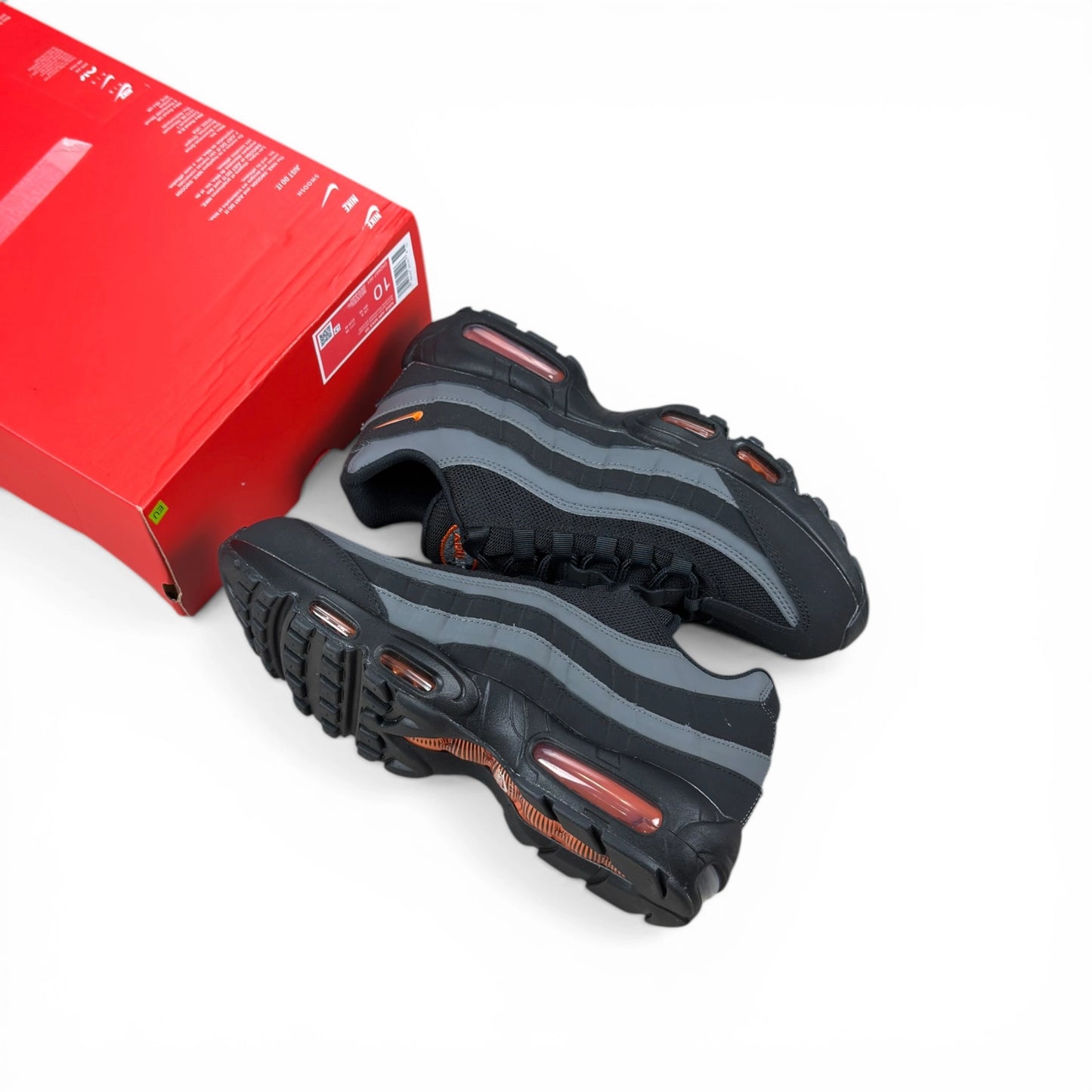 Nike Air Max 95 Black Grey Safety Orange DX2657-001 – EU 44, brand new with cut box