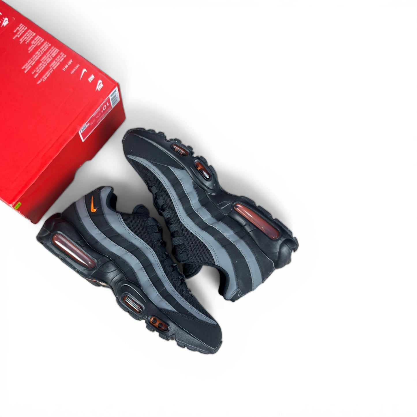 Nike Air Max 95 Black Grey Safety Orange DX2657-001 – EU 44.5, brand new with cut box