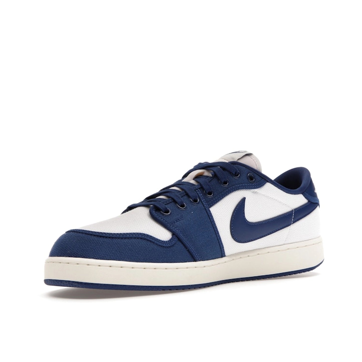 Air Jordan 1 Retro AJKO Low sneakers, front view, model DX4981-103, white and blue Kentucky colors.