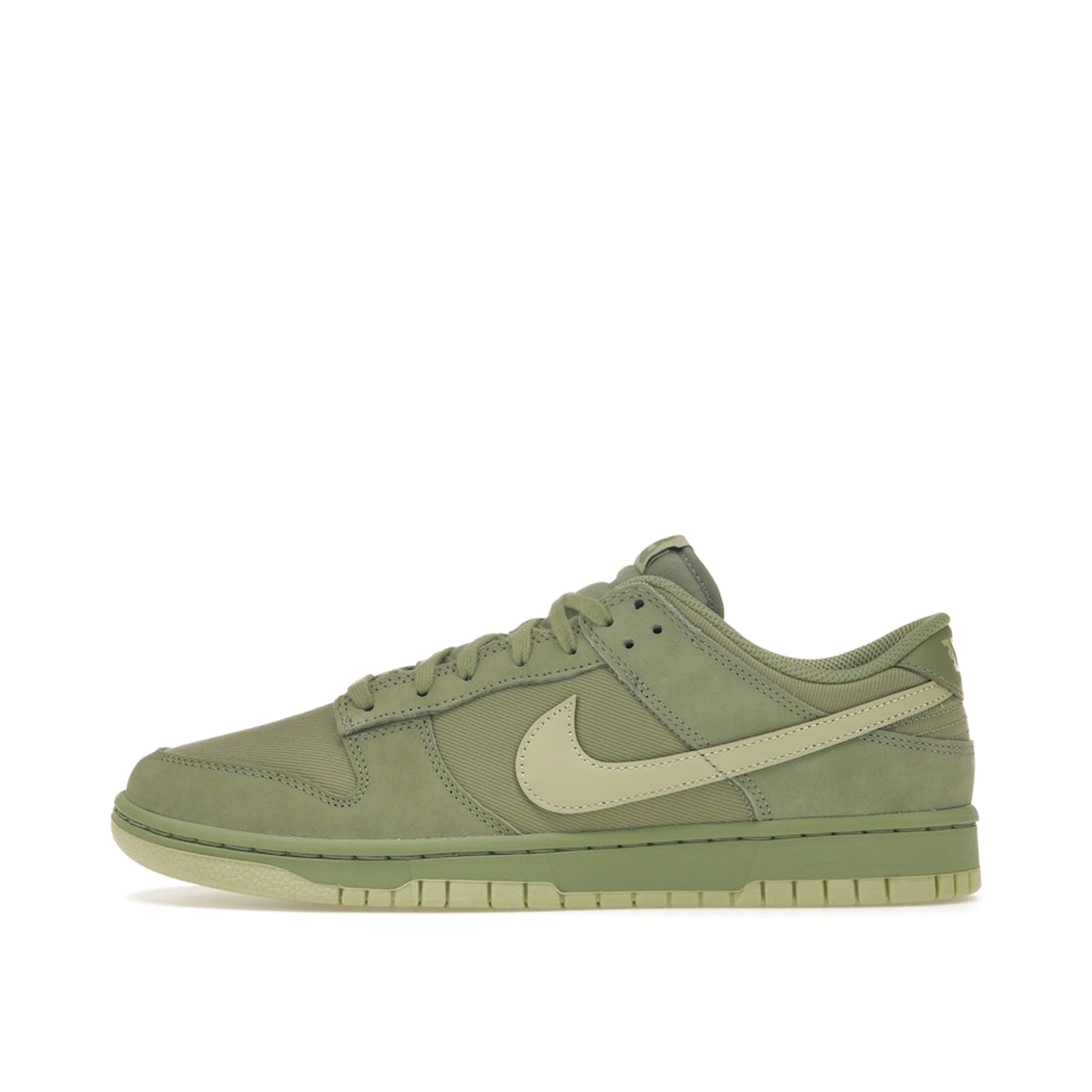 Nike Dunk Low Retro Premium sneakers, side view, model FB8895-300 in oil green color.