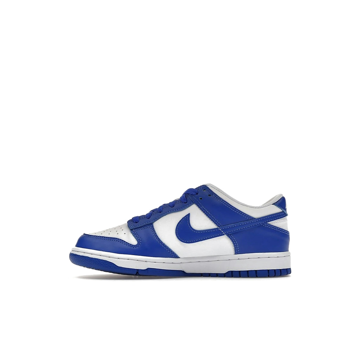 Nike Dunk Low kids in white leather with hyper royal accents – image 3 of 4