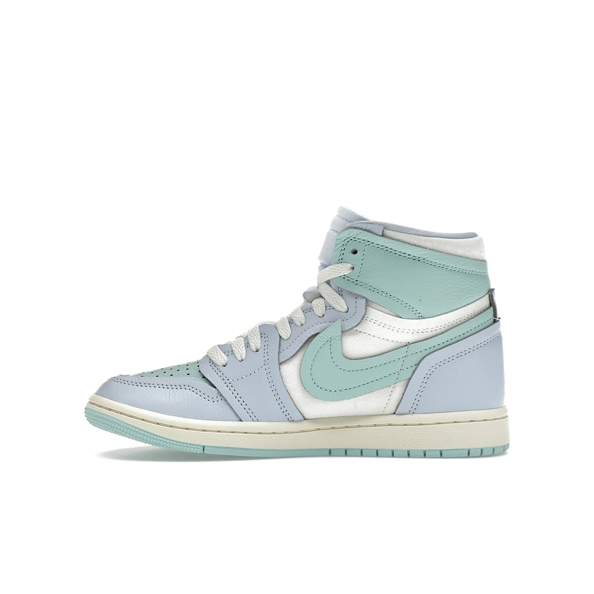 Jordan 1 High Women's in Hydrogen Blue, Light Dew, Coconut Milk and Sail leather – image 3 of 4