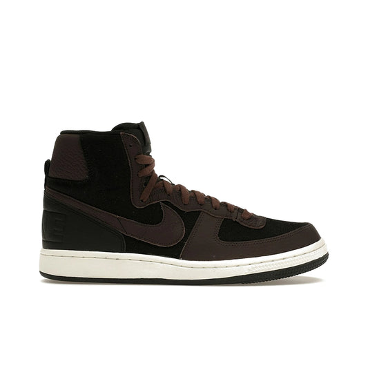 Nike Terminator High SE in black with velvet brown/baroque brown, leather and denim