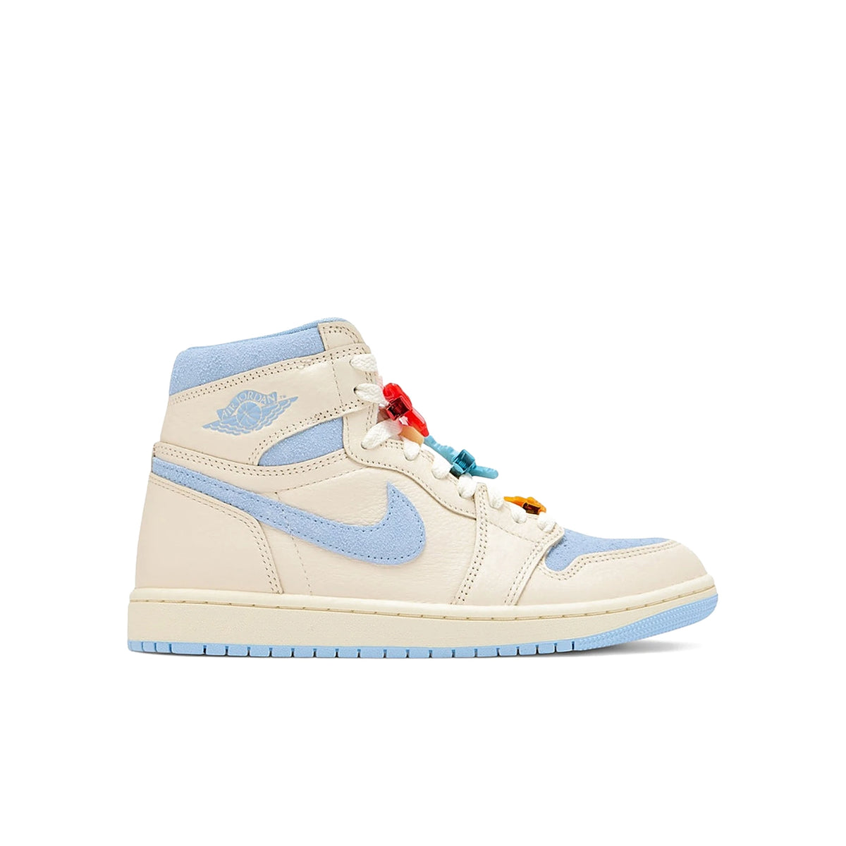 Jordan 1 Retro High OG women's shoes in pale ivory, psychic blue and coconut milk leather/denim