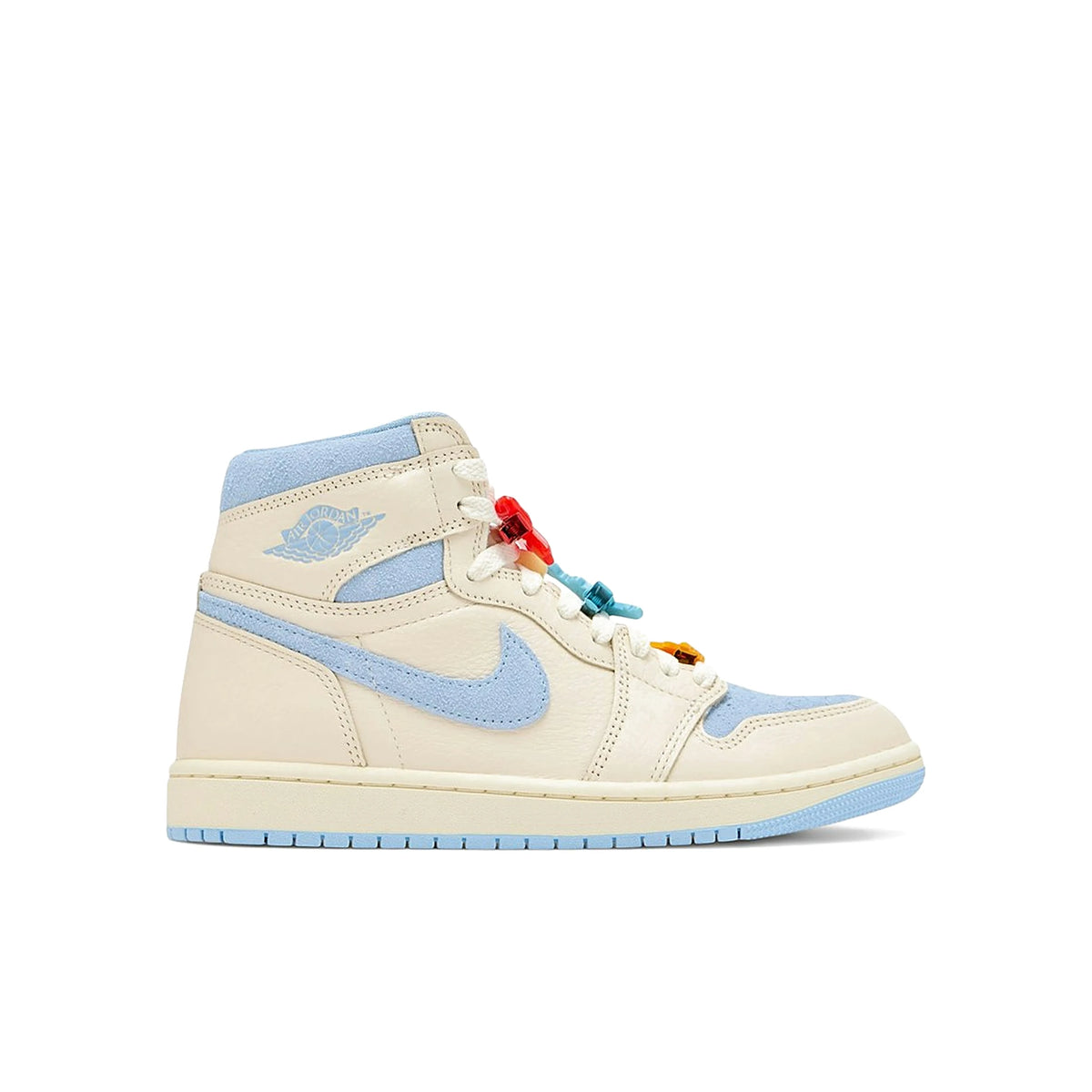 Jordan 1 Retro High OG Pale Ivory with Psychic Blue and Coconut Milk leather