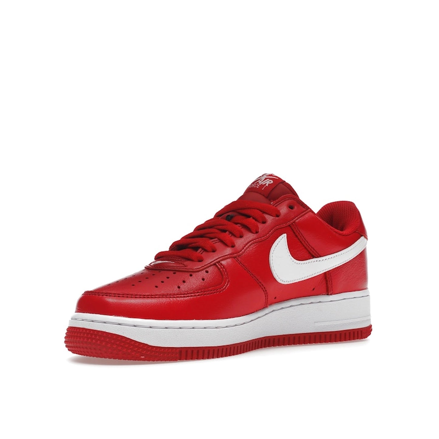 Nike Air Force 1 '07 Retro Color of the Month sneakers, front view, model FD7039-600, university red with white details.