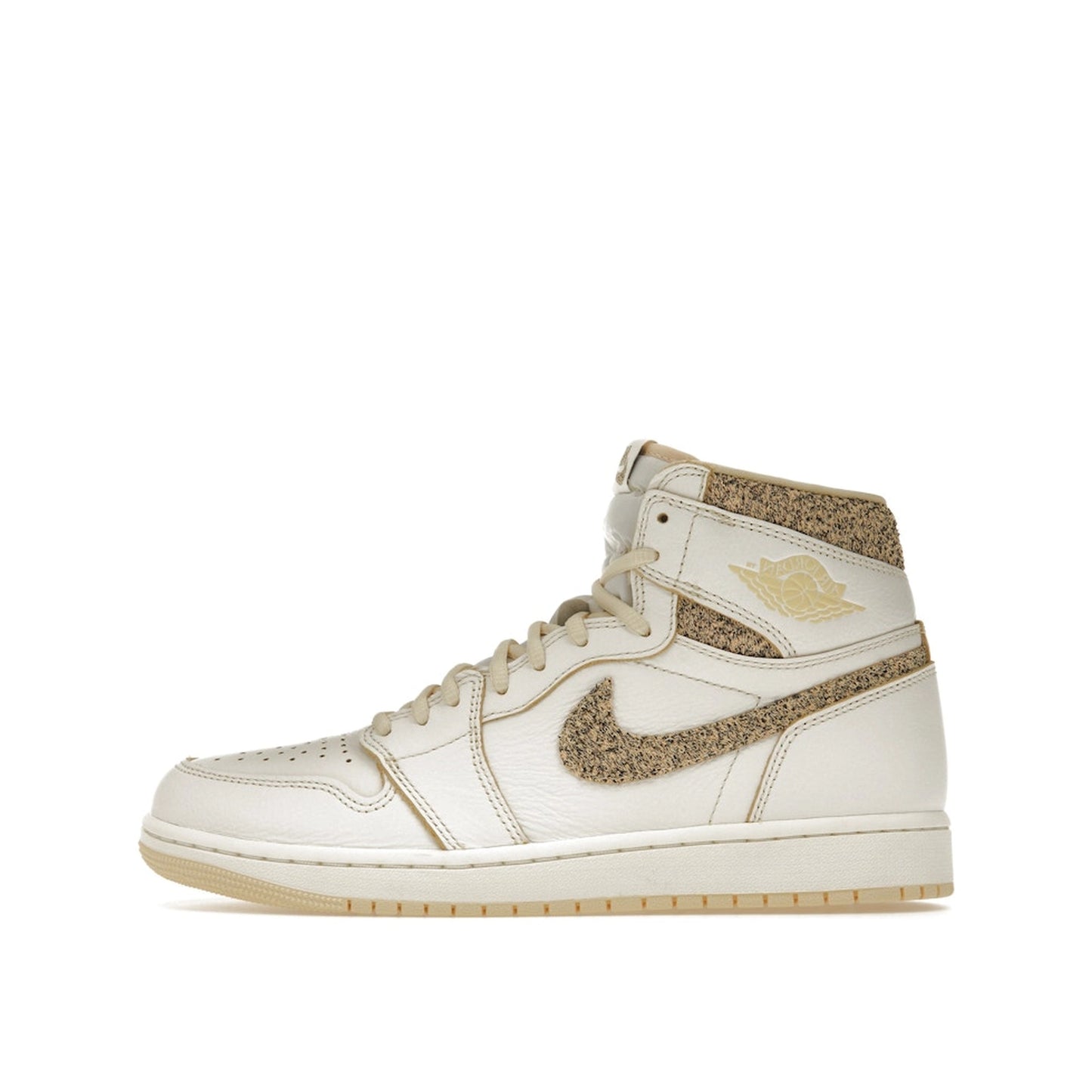 Jordan 1 Retro High OG Craft Vibrations of Naija sneakers, side view, model FD8631-100, white and yellow.