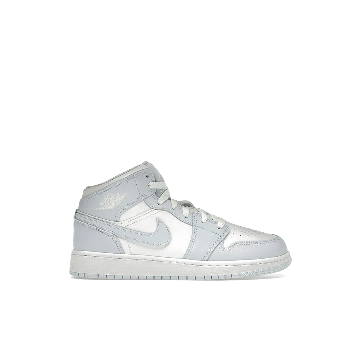 Jordan 1 Mid Cobalt Bliss kids leather sneakers in cobalt, grey, white