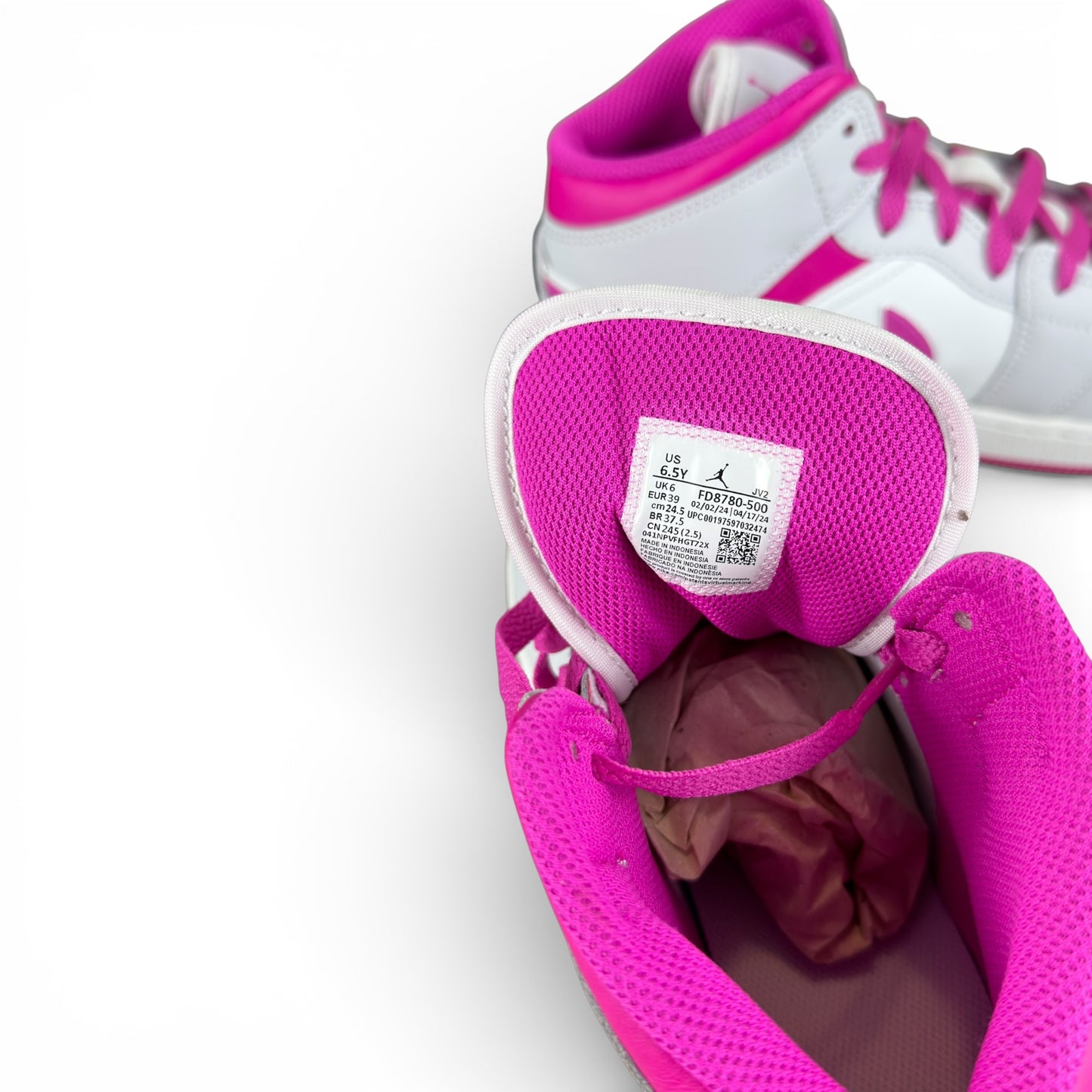 Jordan 1 Mid Fire Pink (GS) FD8780-500 – EU 39, brand new with original box