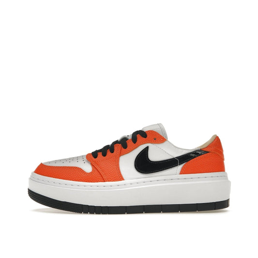 Jordan 1 Elevate Low SE WNBA sneakers, side view, model FD9100-801, Brilliant Orange, women's.