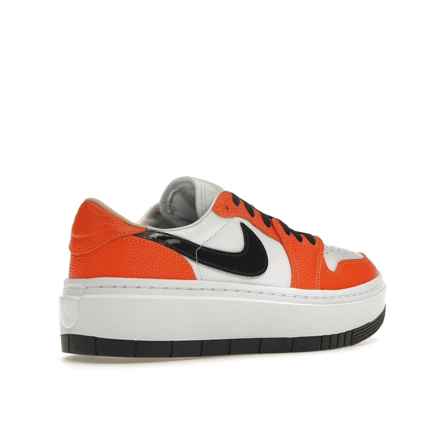 Jordan 1 Elevate Low SE WNBA sneakers, back view, model FD9100-801, Brilliant Orange, women's.