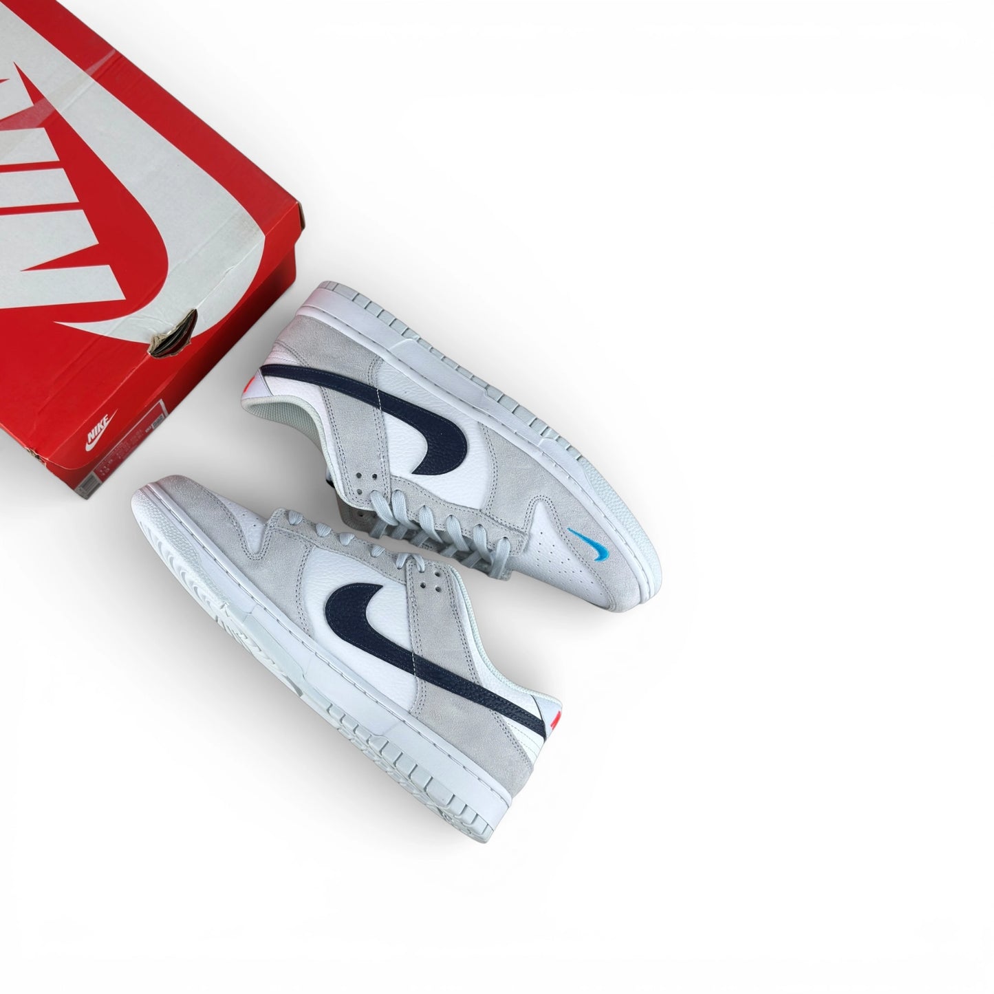 Nike Dunk Low White Grey Navy Aqua Mini Swoosh FJ4227-001 – EU 45.5, brand new with original box