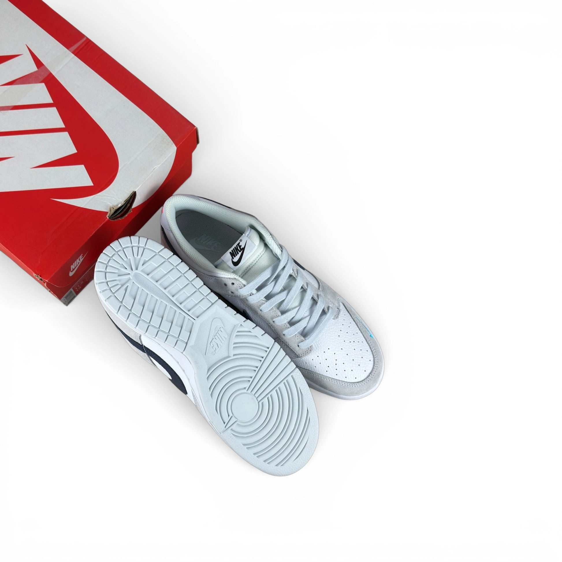 Nike Dunk Low White Grey Navy Aqua Mini Swoosh FJ4227-001 – EU 45.5, brand new with original box