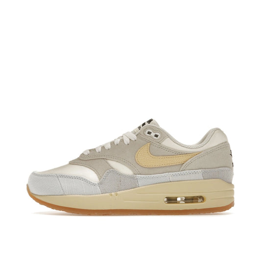 Nike Air Max 1 '87 Crepe sneakers, side view, model FJ4735-001, light bone with cream and beige accents.