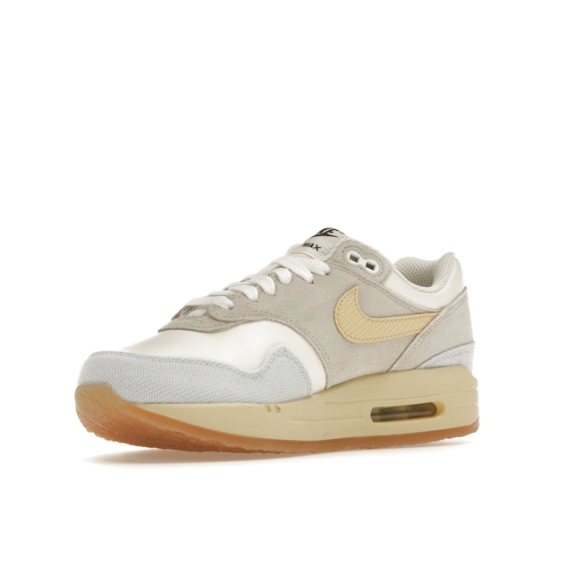 Nike Air Max 1 '87 Crepe sneakers, front view, model FJ4735-001, light bone with cream and beige accents.