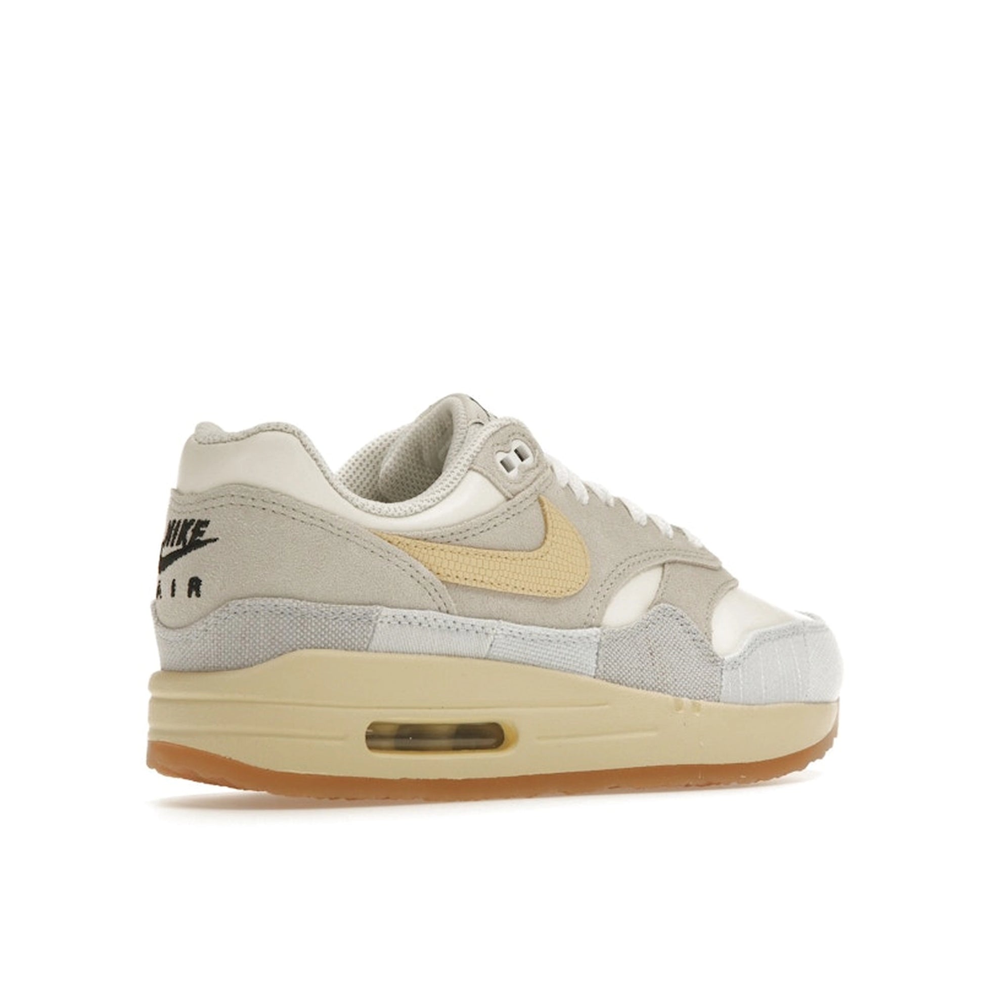 Nike Air Max 1 '87 Crepe sneakers, back view, model FJ4735-001, light bone with cream and beige accents.