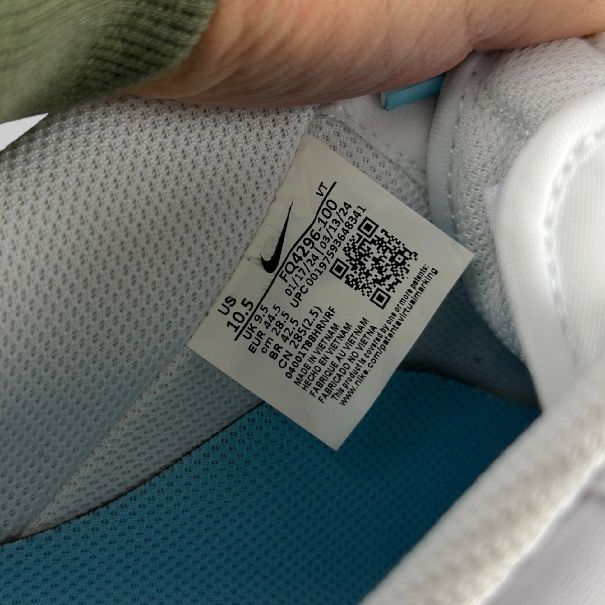 Nike Air Force 1 Low ’07 White Aquarius Blue FQ4296-100 – EU 44.5, brand new with original box