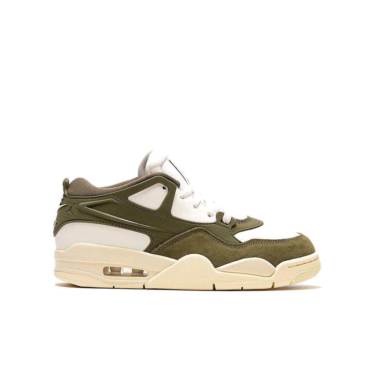 Jordan 4 RM women's sneakers in sail and medium olive suede
