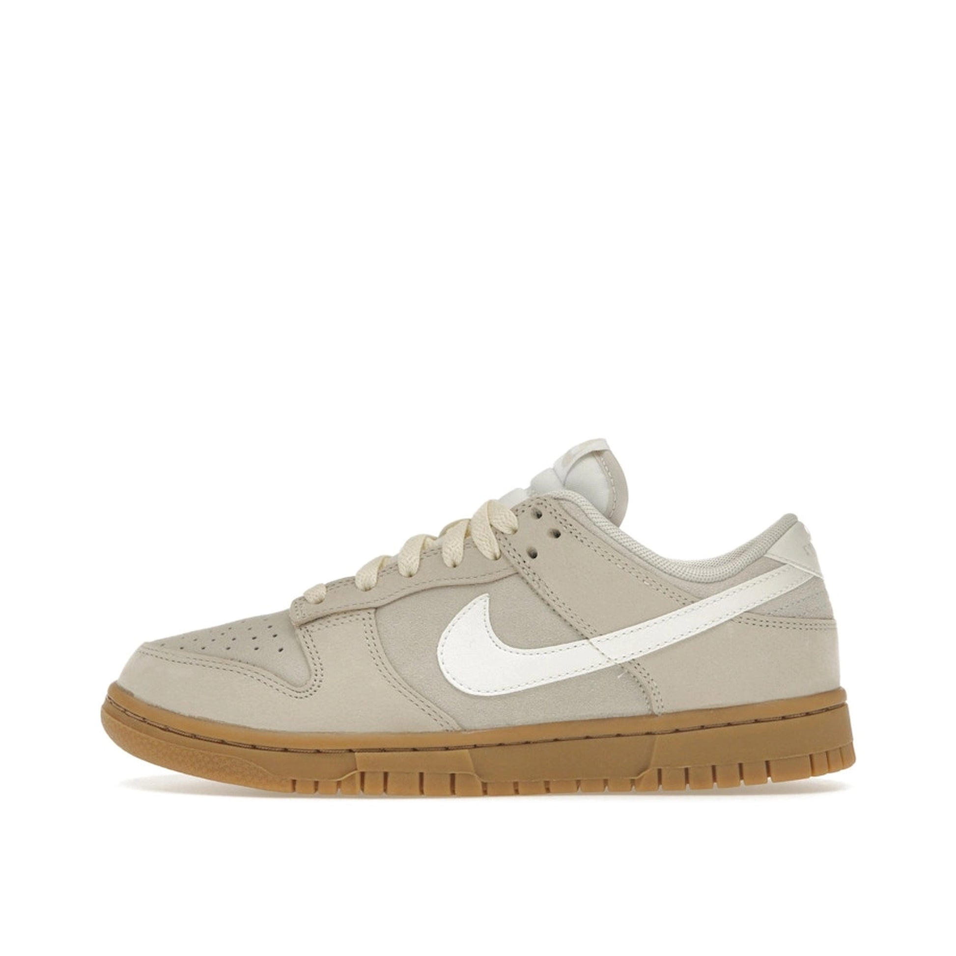 Nike Dunk Low SE Hangul Day Women's sneakers, side view, model FQ8147-104 in beige with gum sole and white details.