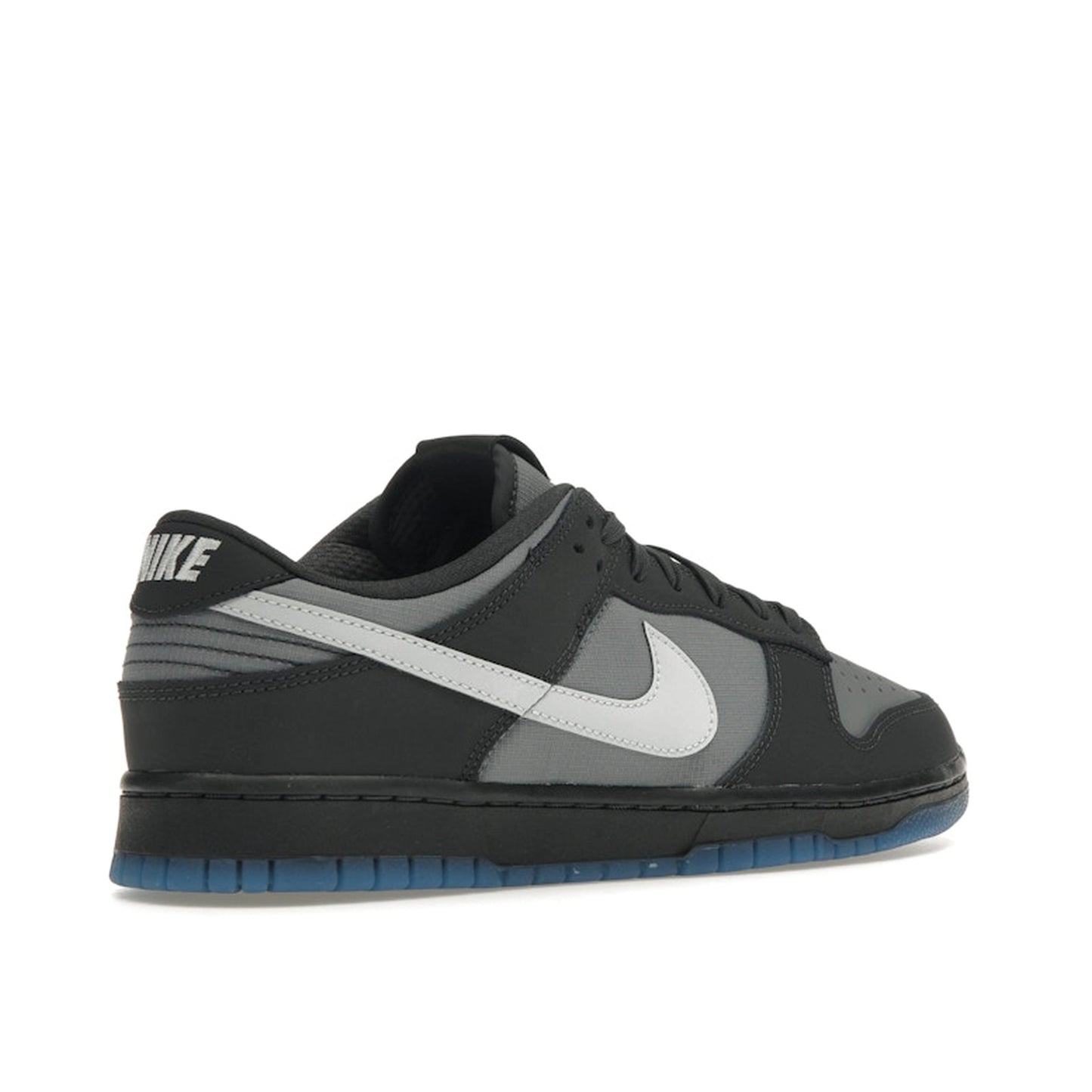 Nike Dunk Low sneakers, back view, model FV0384-001 in anthracite with black and grey details.