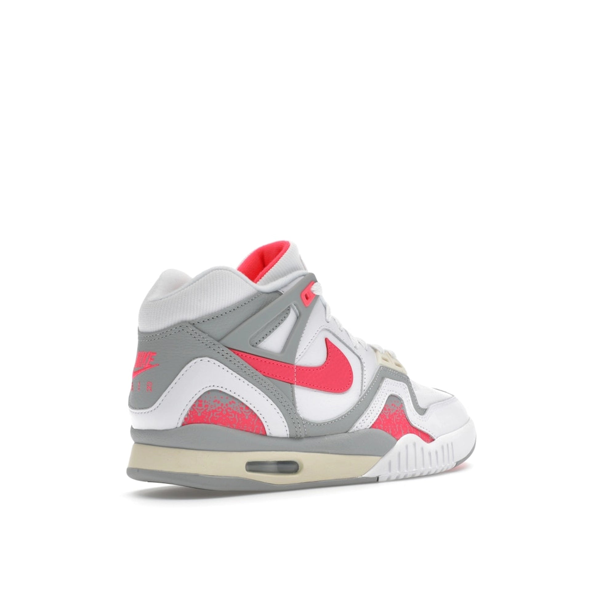 Nike Air Tech Challenge II Racer Pink sneakers, back view, in white with pink and black details.