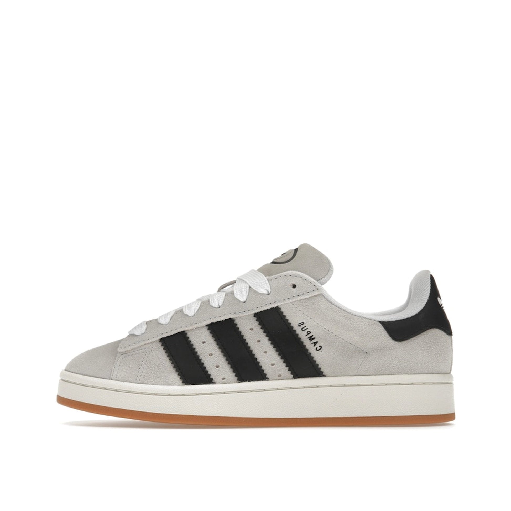 Adidas Campus 00s sneakers, side view, model GY0042, crystal white with core black, women's.
