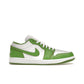 Jordan 1 Low SE Chlorophyll in white with lightning‑chlorophyll accents, leather upper