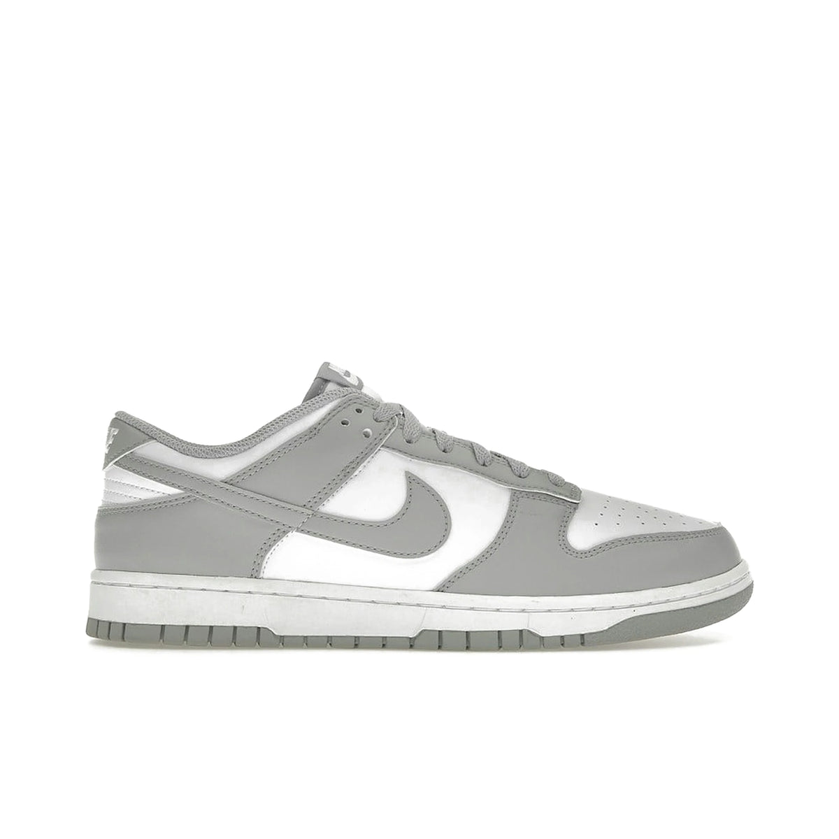 Nike Dunk Low men's shoe in white with light smoke grey leather accents
