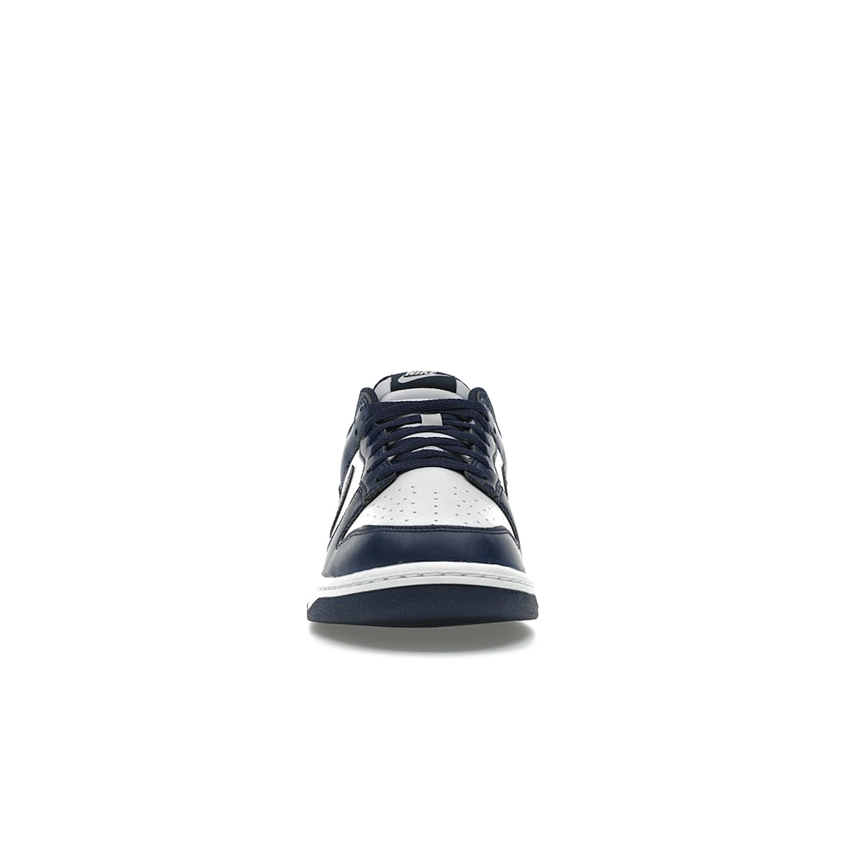 Nike Dunk Low sneakers in white leather with midnight navy accents – image 2 of 4