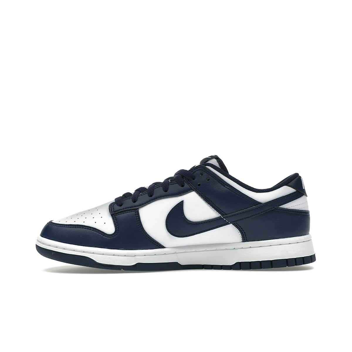 Nike Dunk Low sneakers in white leather with midnight navy accents – image 3 of 4