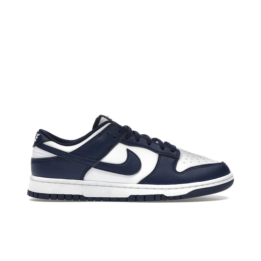 Nike Dunk Low sneakers in white leather with midnight navy accents