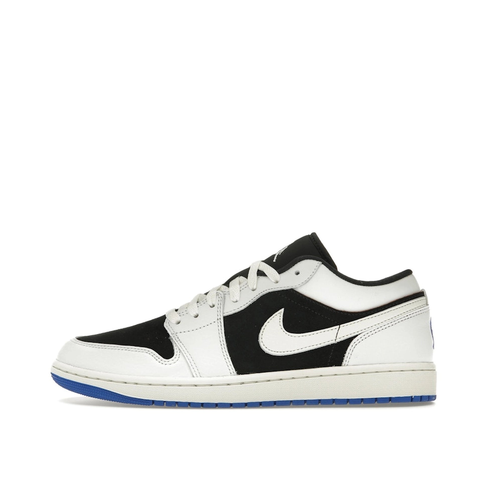 Jordan 1 Low Quai 54 (2024) sneakers, side view, model HQ0764-001, black and white accents.