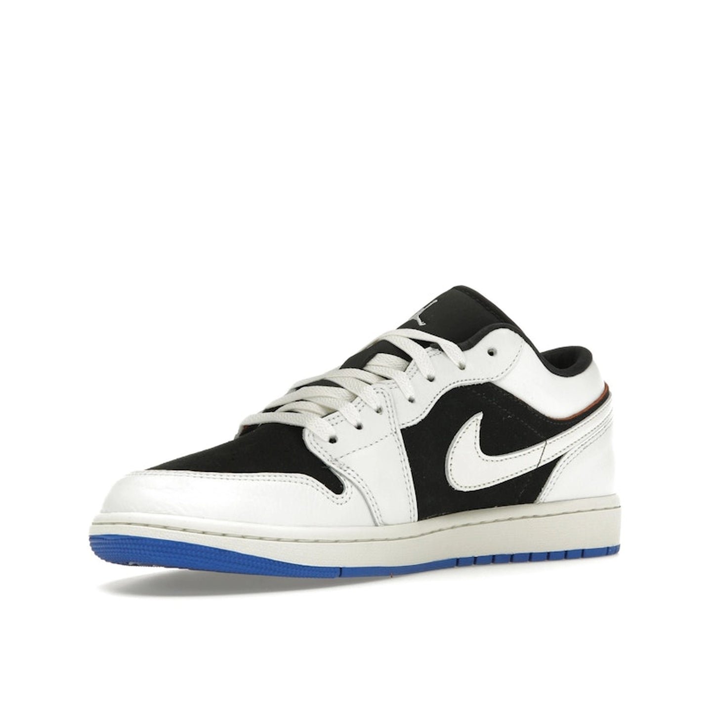 Jordan 1 Low Quai 54 (2024) sneakers, front view, model HQ0764-001, black and white accents.