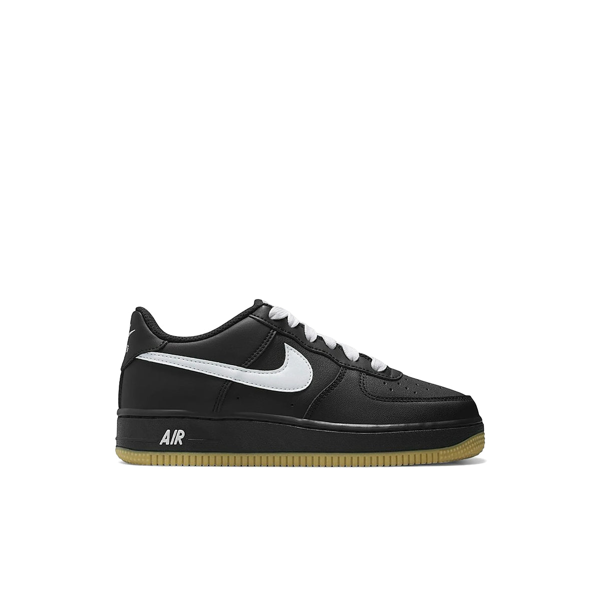 Nike Air Force 1 Low LV8 kids leather shoe in black, white and gum light brown