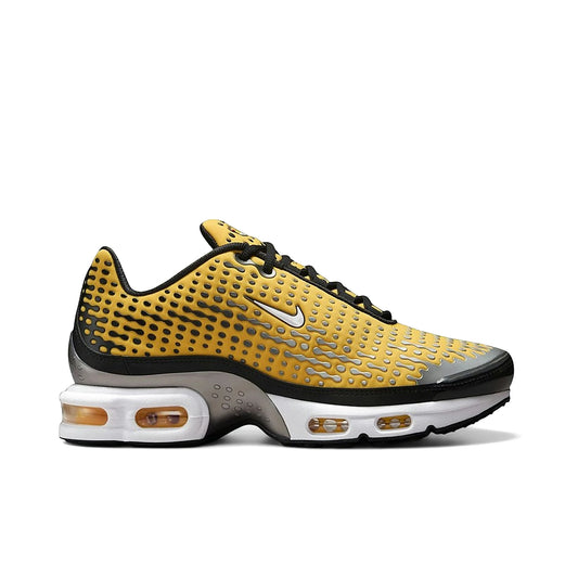 Nike Air Max Plus 7 Varsity Maize white, black, metallic silver textile mesh