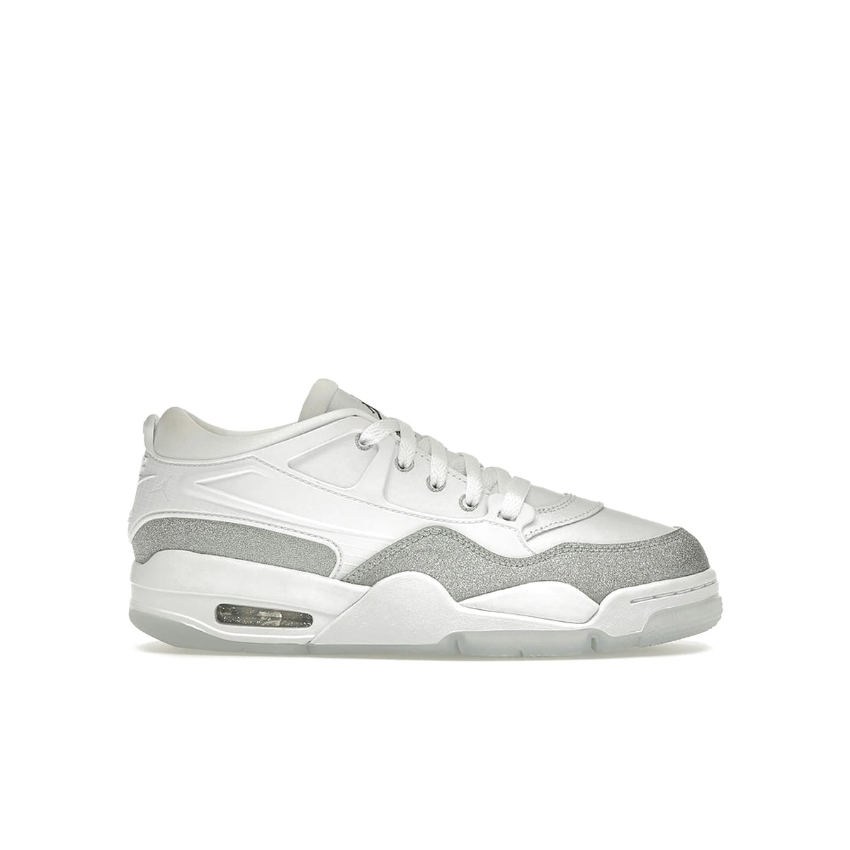 Jordan 4 RM White Metallic Silver women's leather sneaker in white and silver
