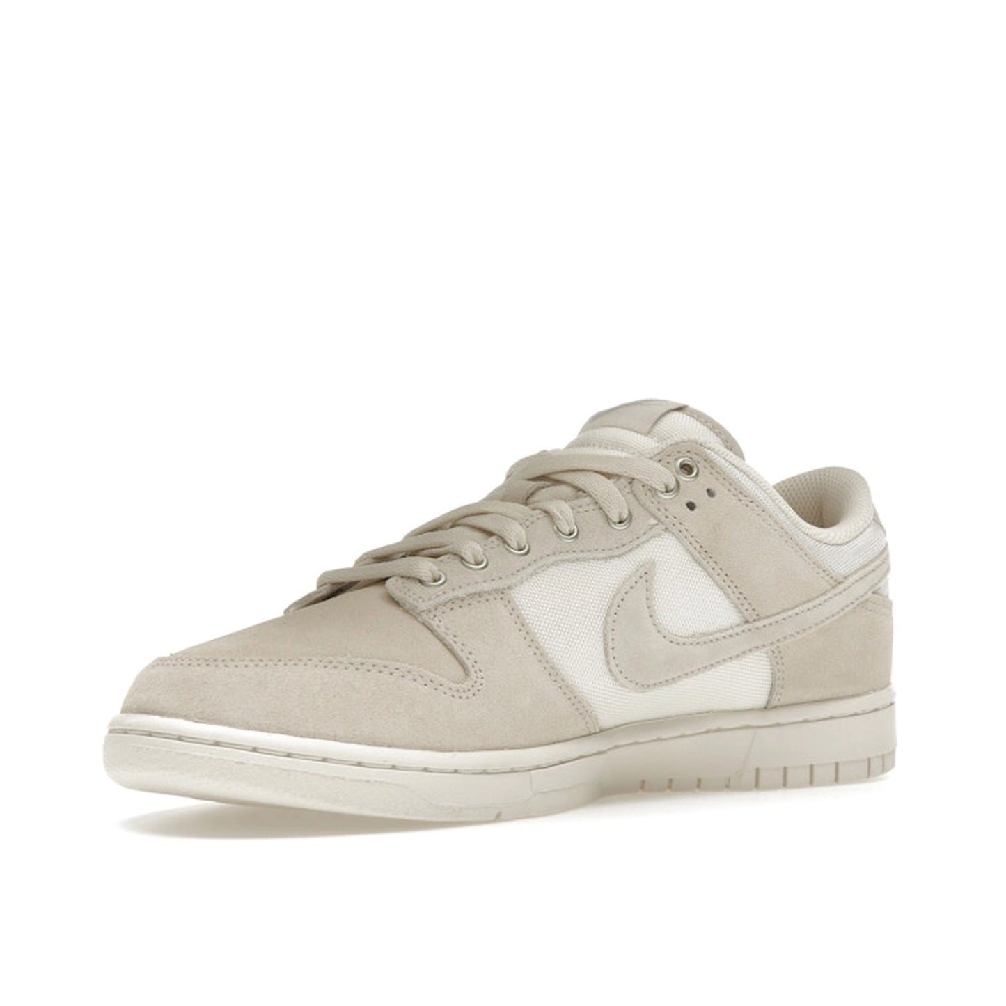 Nike Dunk Low sneakers, front view, in light orewood brown with Cordura fabric construction.