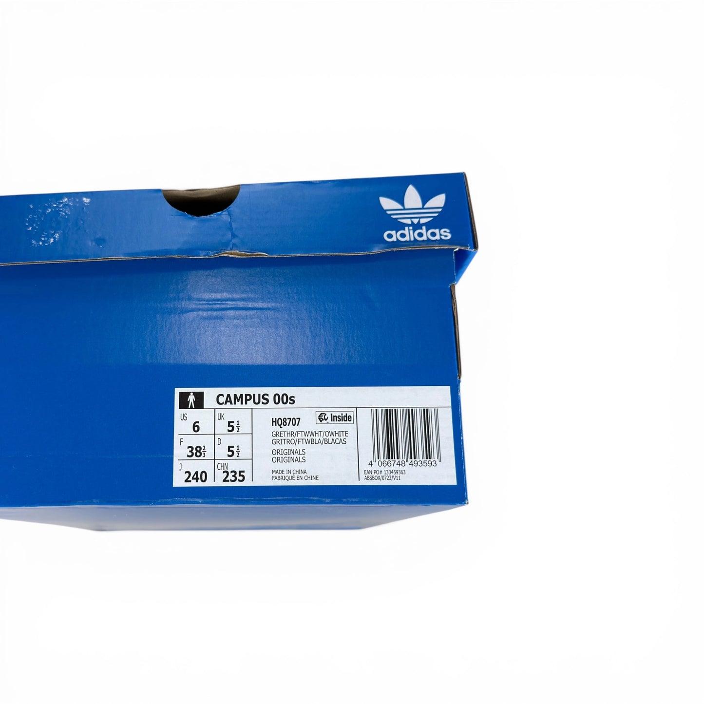 adidas Campus 00s Grey White HQ8707 – EU 38 2/3, brand new with original box