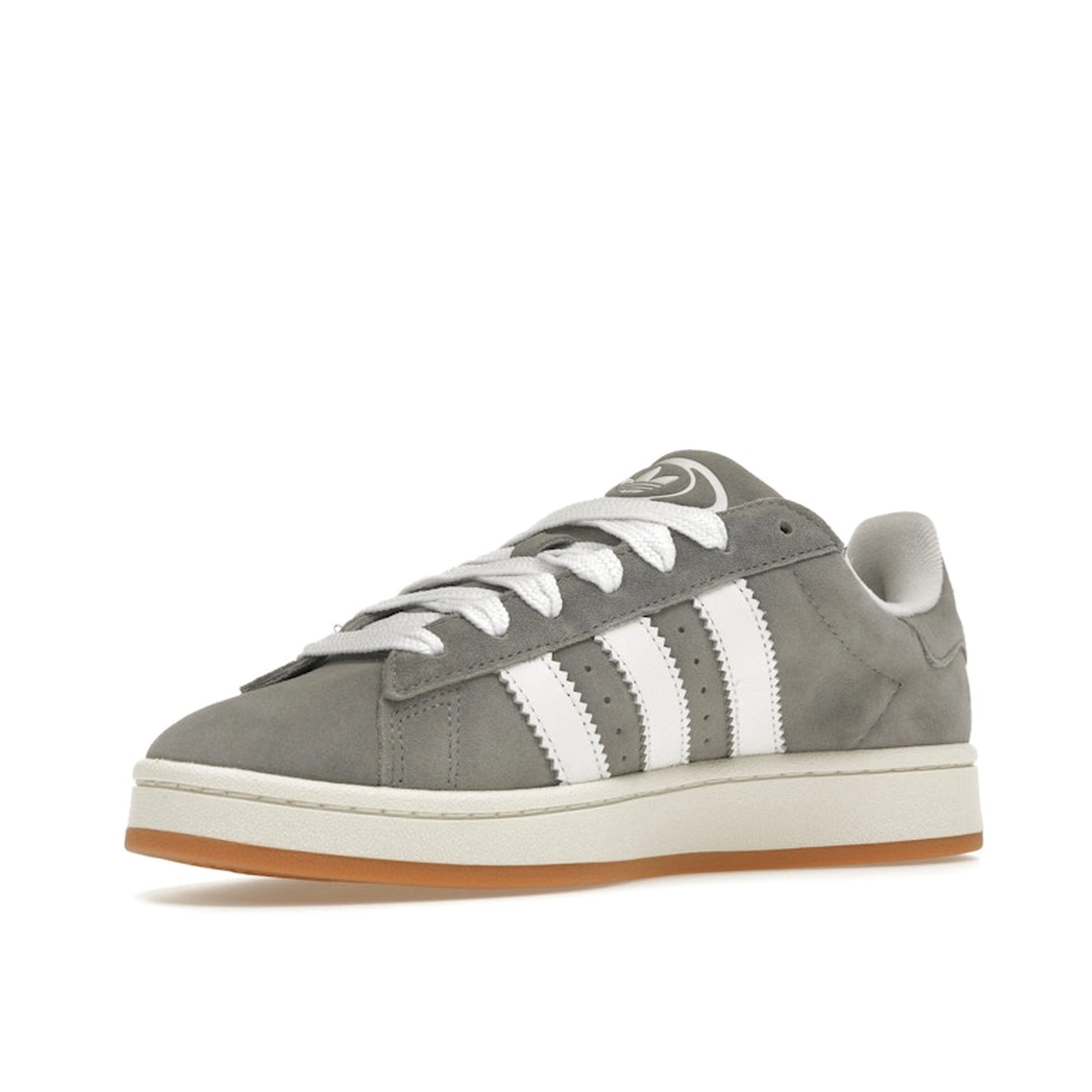 Adidas Campus 00s Grey White sneakers, top view, model HQ8707, grey and white.