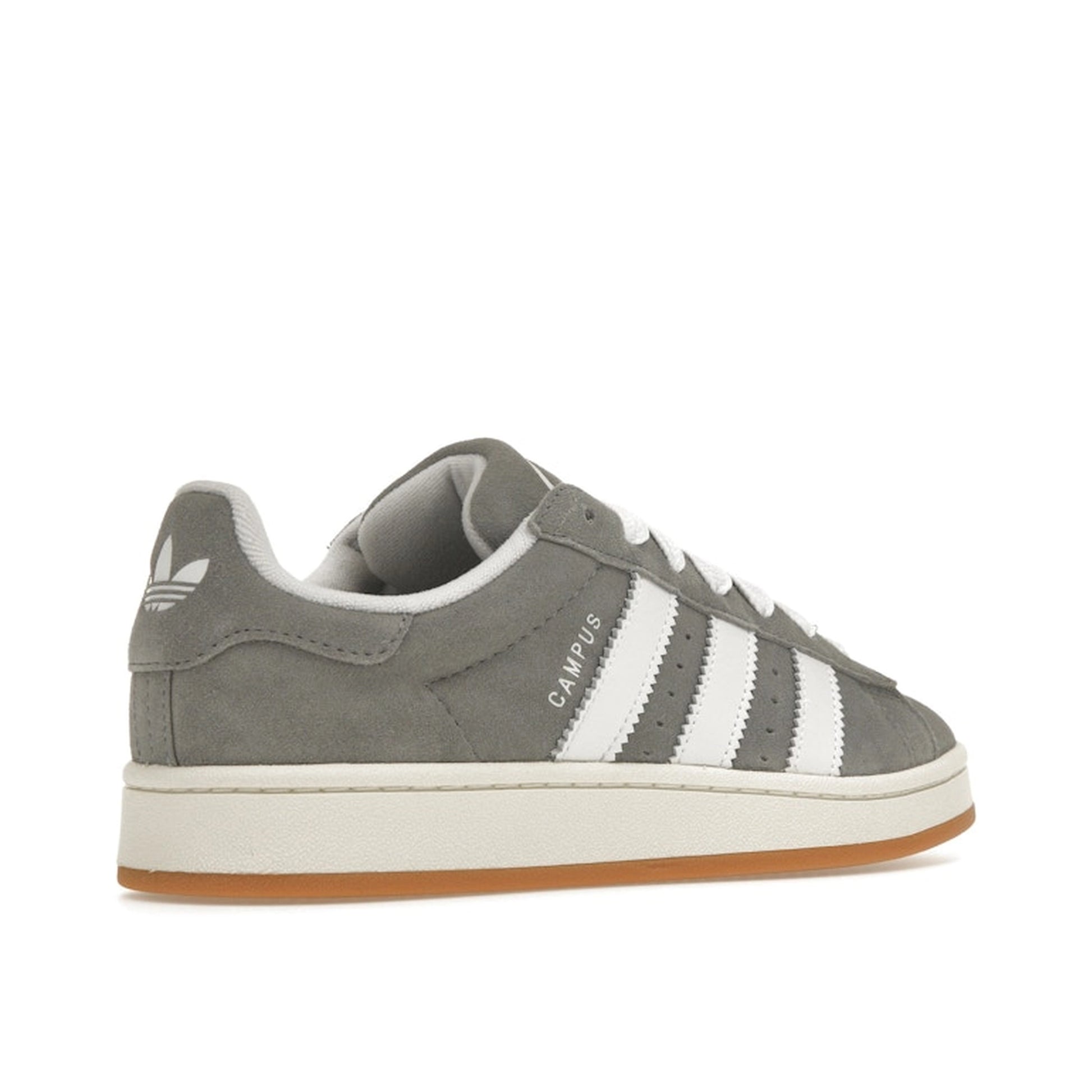 Adidas Campus 00s Grey White sneakers, top view, model HQ8707, grey and white.