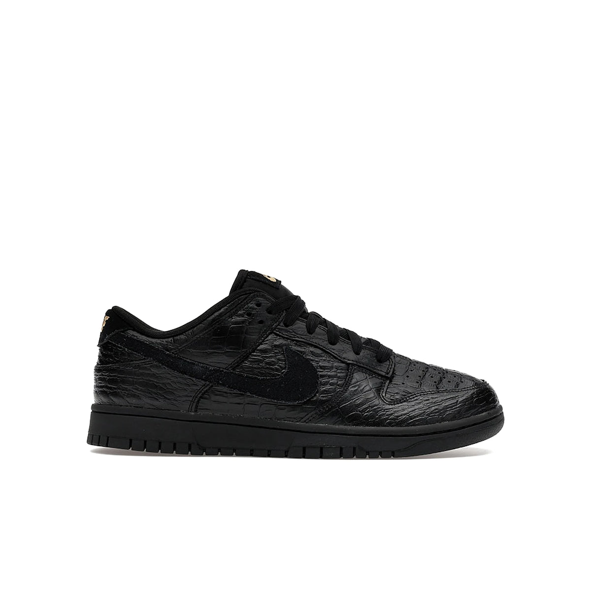 Nike Dunk Low Crocodile Black women's shoes in black, metallic gold, off noir leather