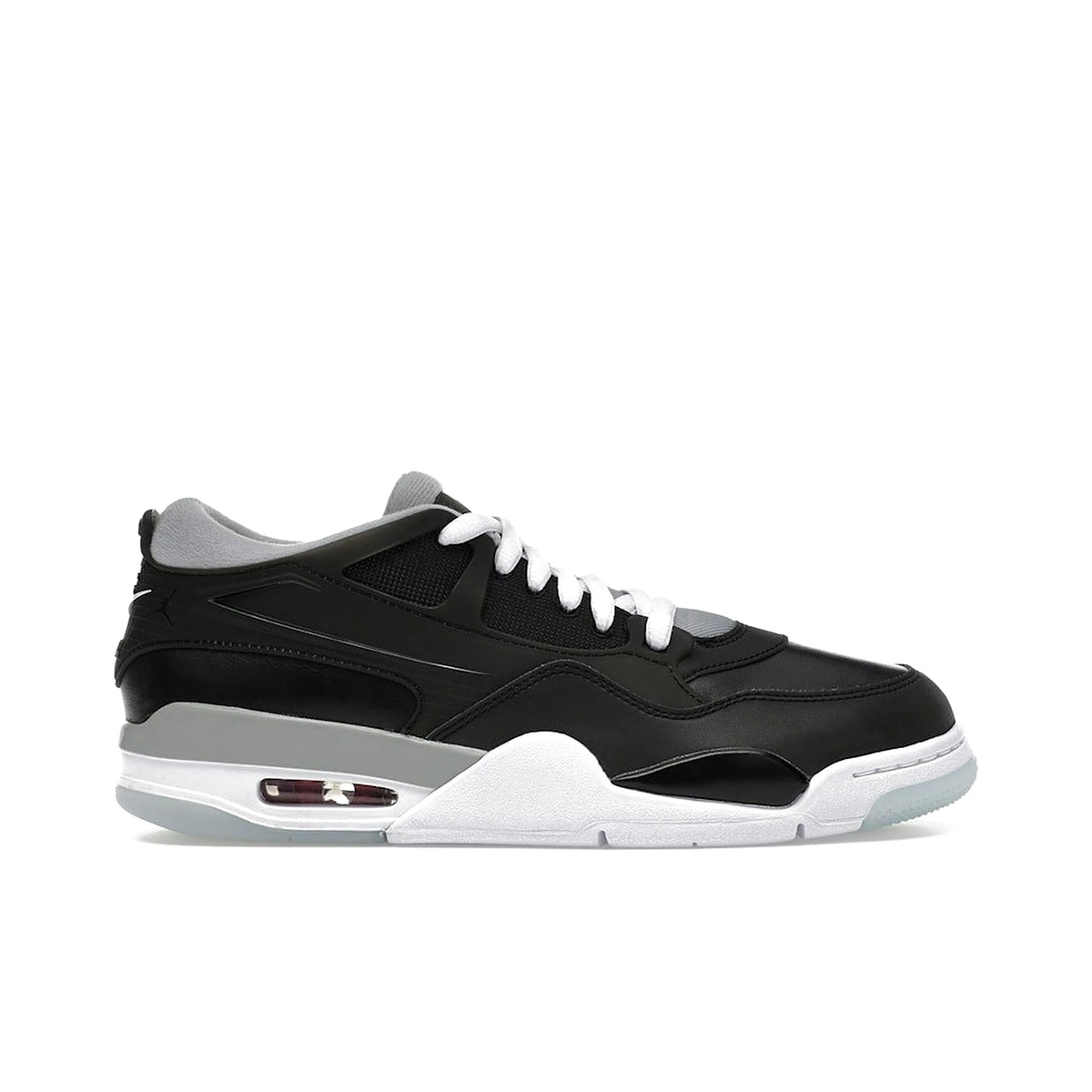 Jordan 4 RM Black Metallic: black, wolf grey, white, fire red leather sneaker