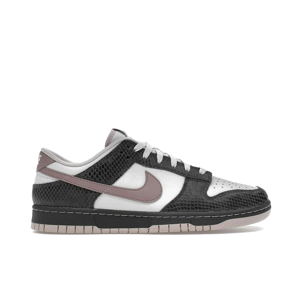 Nike Dunk Low SE Medium Ash Violet Snakeskin leather sneakers in ash, taupe, grey, platinum