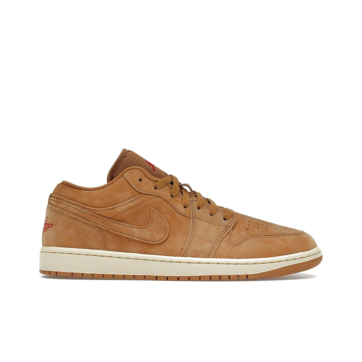 Jordan 1 Low SE Flax leather men’s sneaker in flax, varsity red, muslin